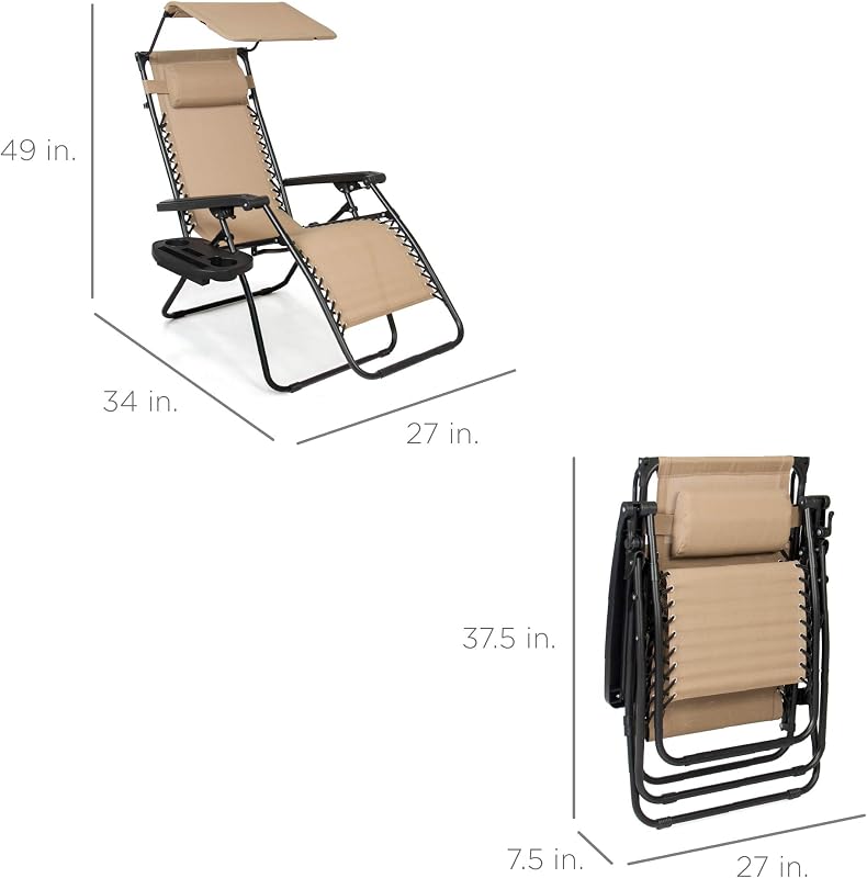 Best Choice Products Zero Gravity Chair Recliner w/Canopy Shade image 3