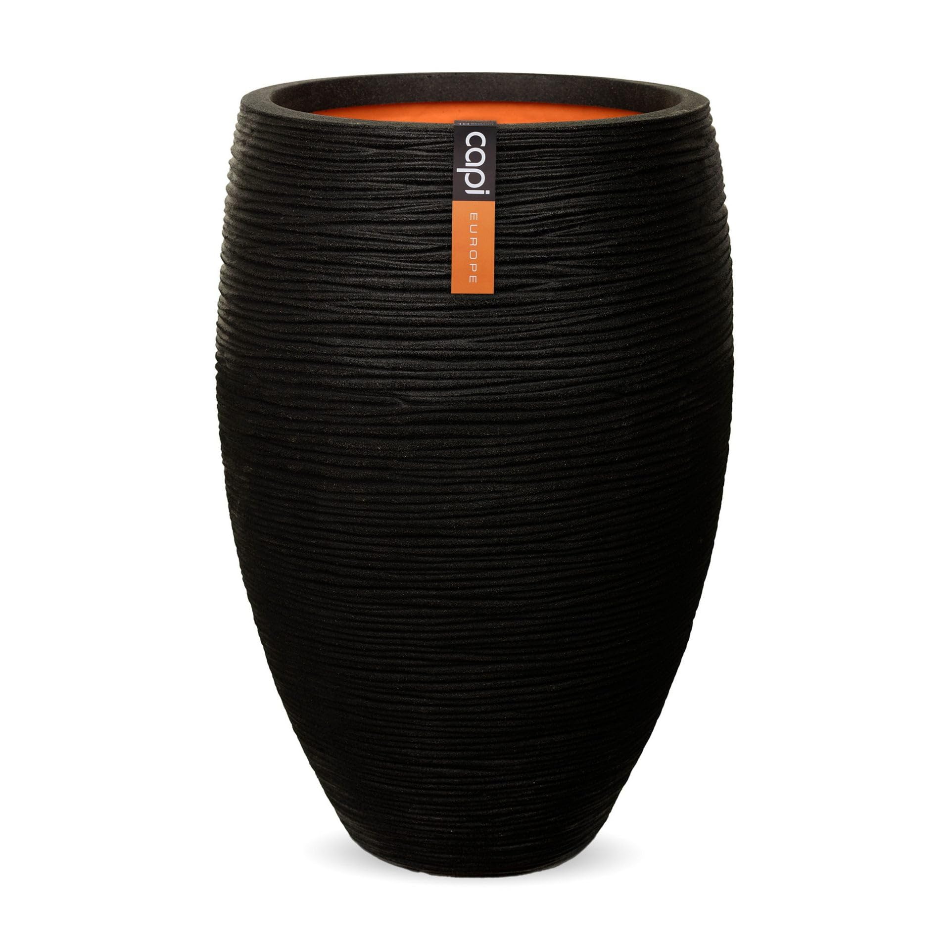 Capi Europe Rib - Black - Vase Elegant Deluxe Rib Nl - 38X58 - Black - Opening Ø27 - Pot For Indoor And Outdoor Use - Shatterproof - 100% Recyclable - Kblr1131