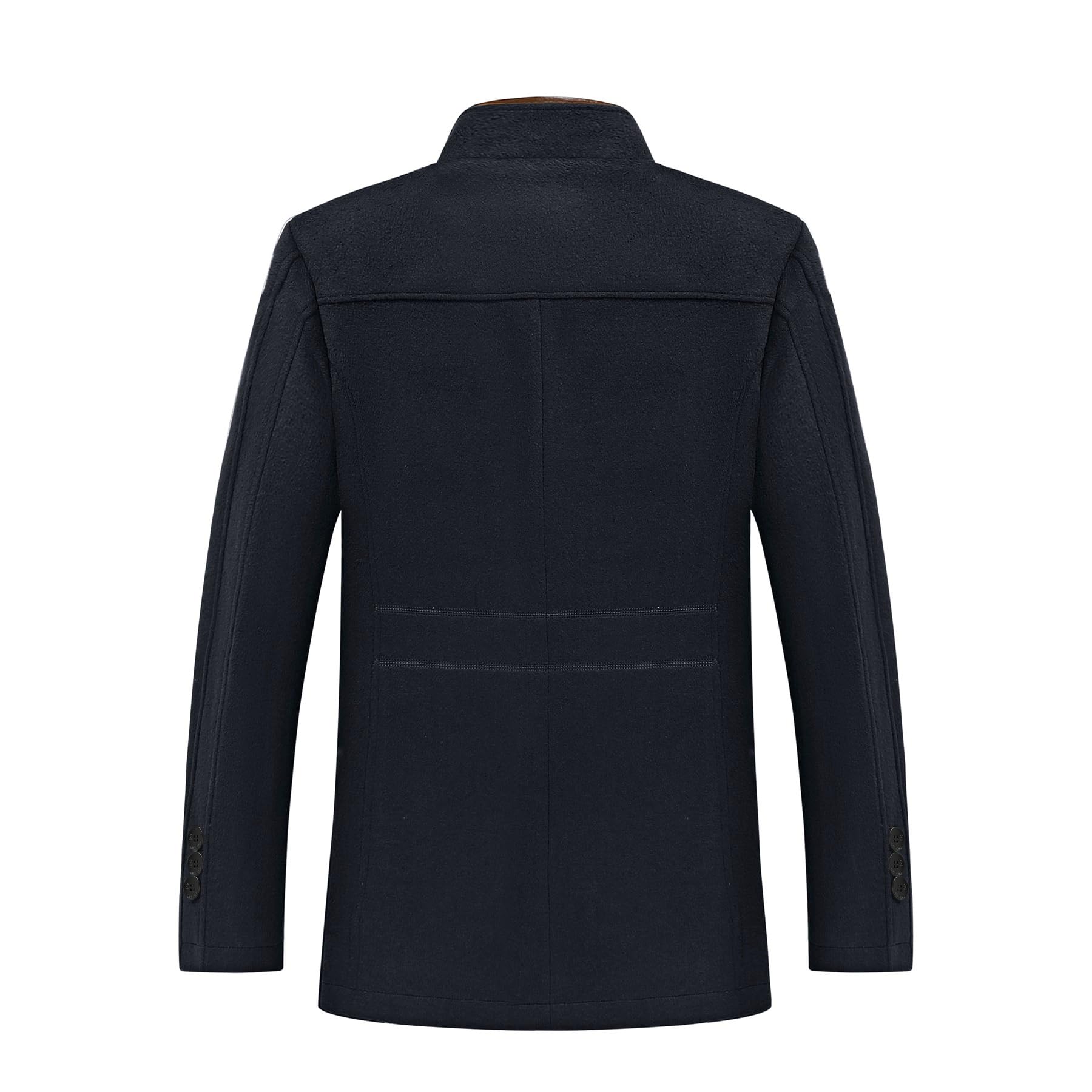 Allthemen Manteau Hommes Hiver Trench Col Montant Chaud Mélange De Laine Casual Patchwork Outwear Boutonné