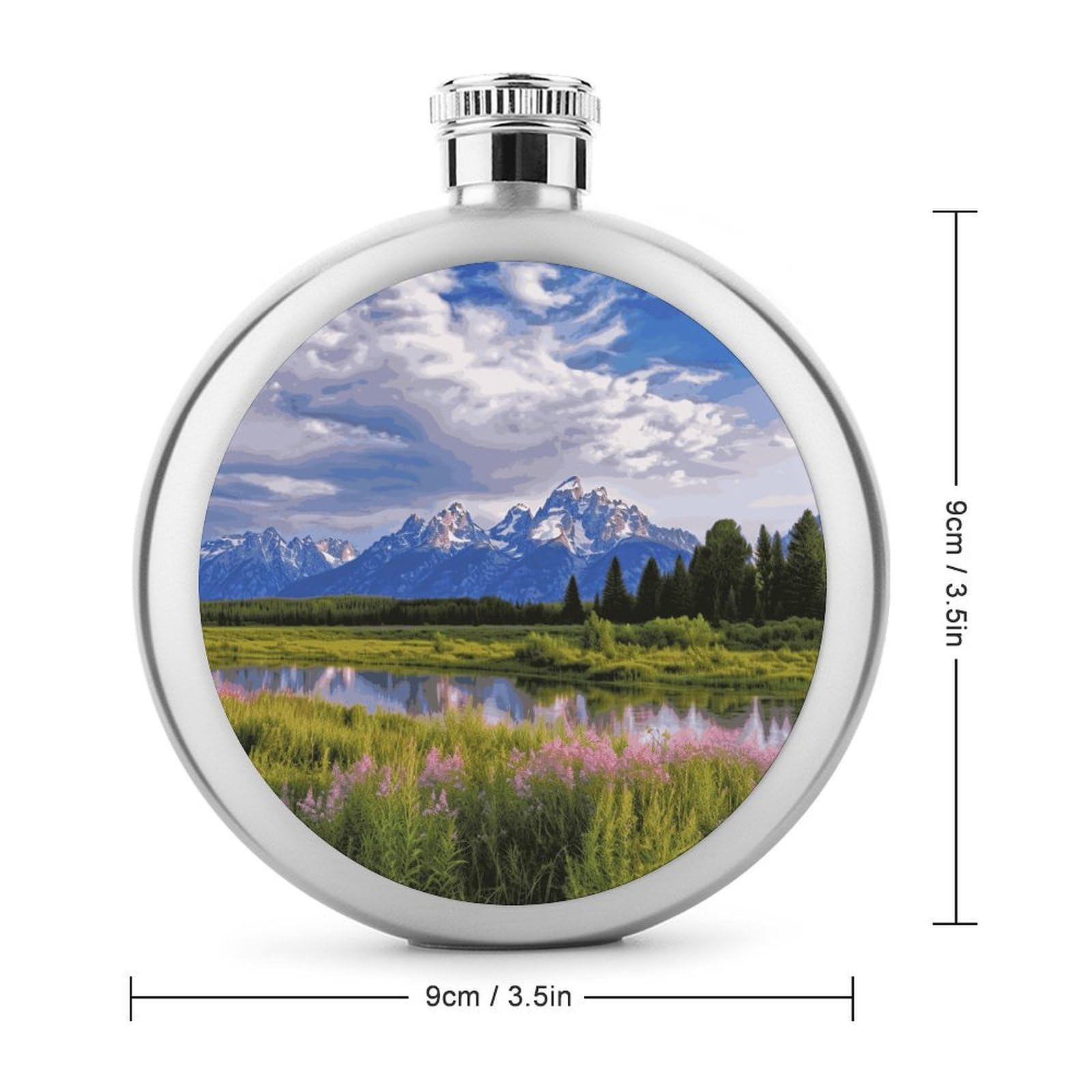 Stainless Steel Wine Bottle Liquor Container Grand Teton National Park Print Leak Proof Hip Flask Durable for Camping Hiking Travel Festivals