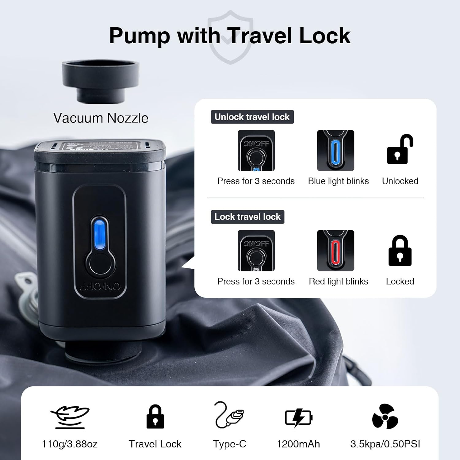 2 PC Vacuum Storage Bags with Pump, Compression Bags with IP67 Airtight Waterproof Zipper, Space Saver Vacuum Storage Bags for Business Trips, Travel, Hiking, Camping, Water Activities