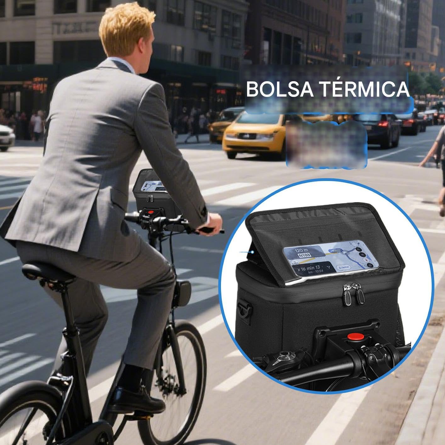 Bolsa Delantera para Bicicleta ligera de alta capacidad reutilizable