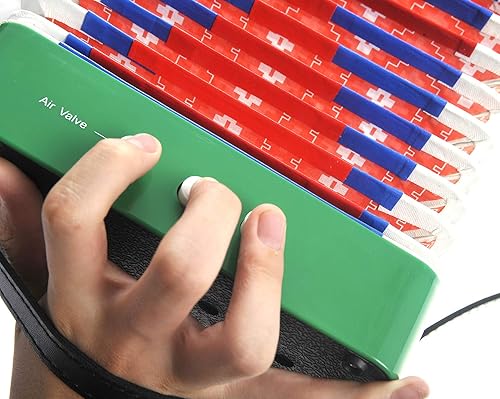 Vista 19 de PowerTRC Acordeón para niños, instrumentos musicales para niños de 9 a 12 años, mini juguete de acordeón de 10 teclas de control de botón, peso Rojo