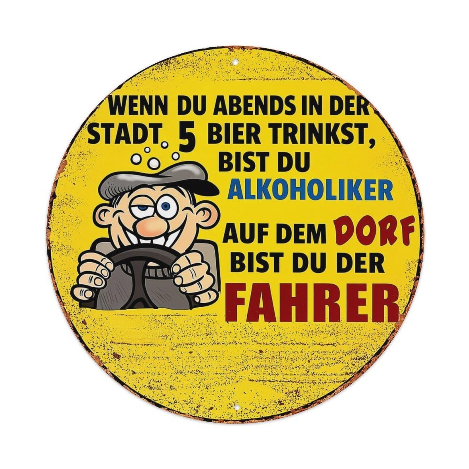 Funny German Beer Drinking Joke Sign Tin Sign Metal Poster Vintage Metal Signs for Home Man Cave Bar Cafe Kitchen laundry room Wall Decorations 8x8 inches