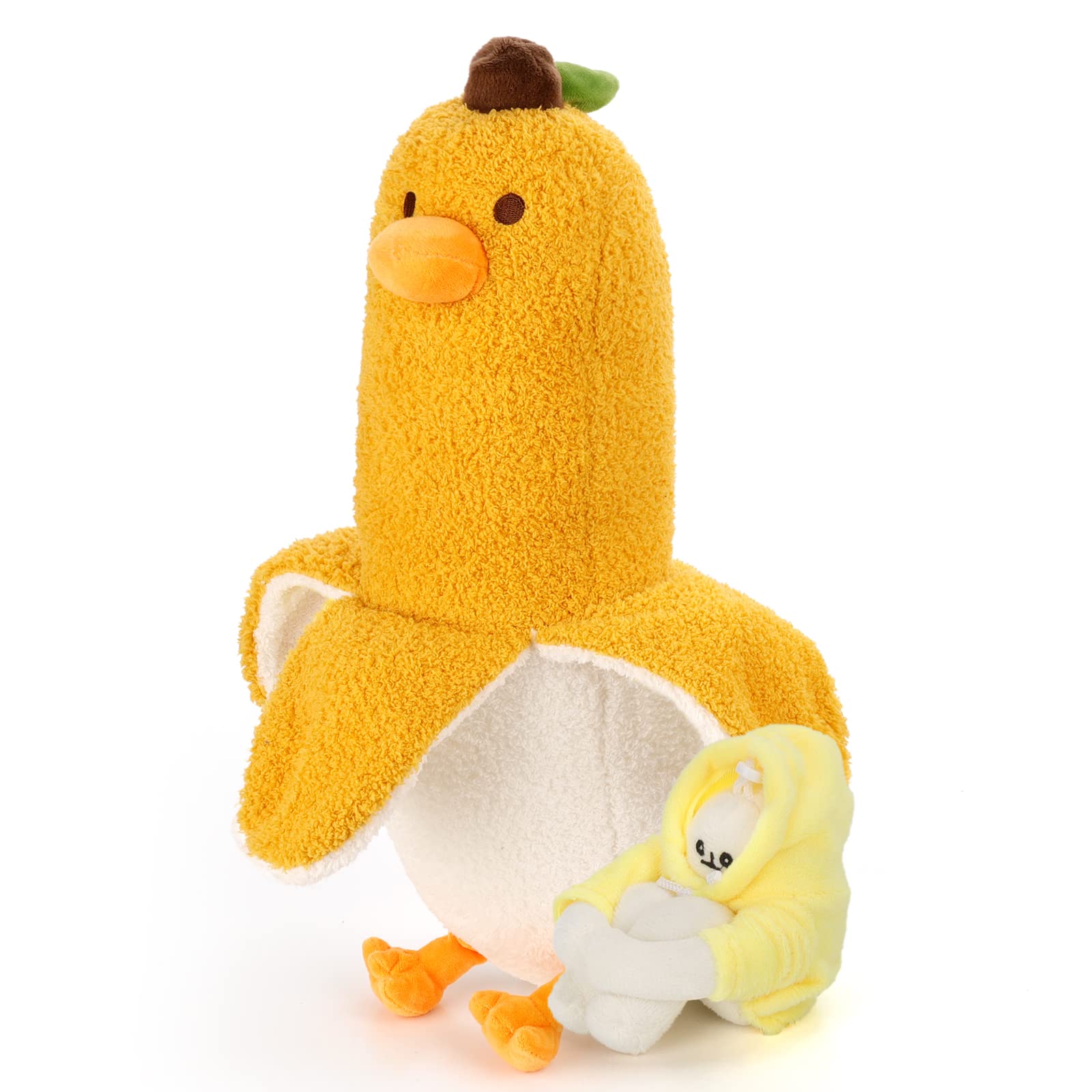 Photo 1 of 19.6 inch Banana Duck Stuffed Animals with 7in Mini Banana Man Plushie, Funny Plush Banana Duck Hugging Pillow Gifts for Boys Girls Birthday, Christmas (Banana Duck Plush with Banana Man Plush 2)