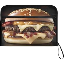 Expanding Filing Folder, Hamburger Closeup Food Funny Cute 13 Pockets Expandable File Folders with Sticky Labels, A4 Letter Size Paper Document Organizer for Office School Boys Girls