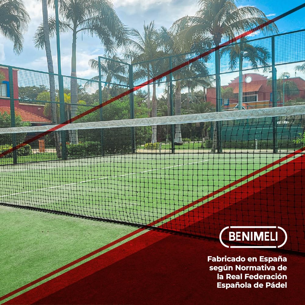 Red de Pádel con Medidas Reglamentarias Según RFEP- Cumple la Norma Europea- Color Negro - 10x0,92 M (Padel)