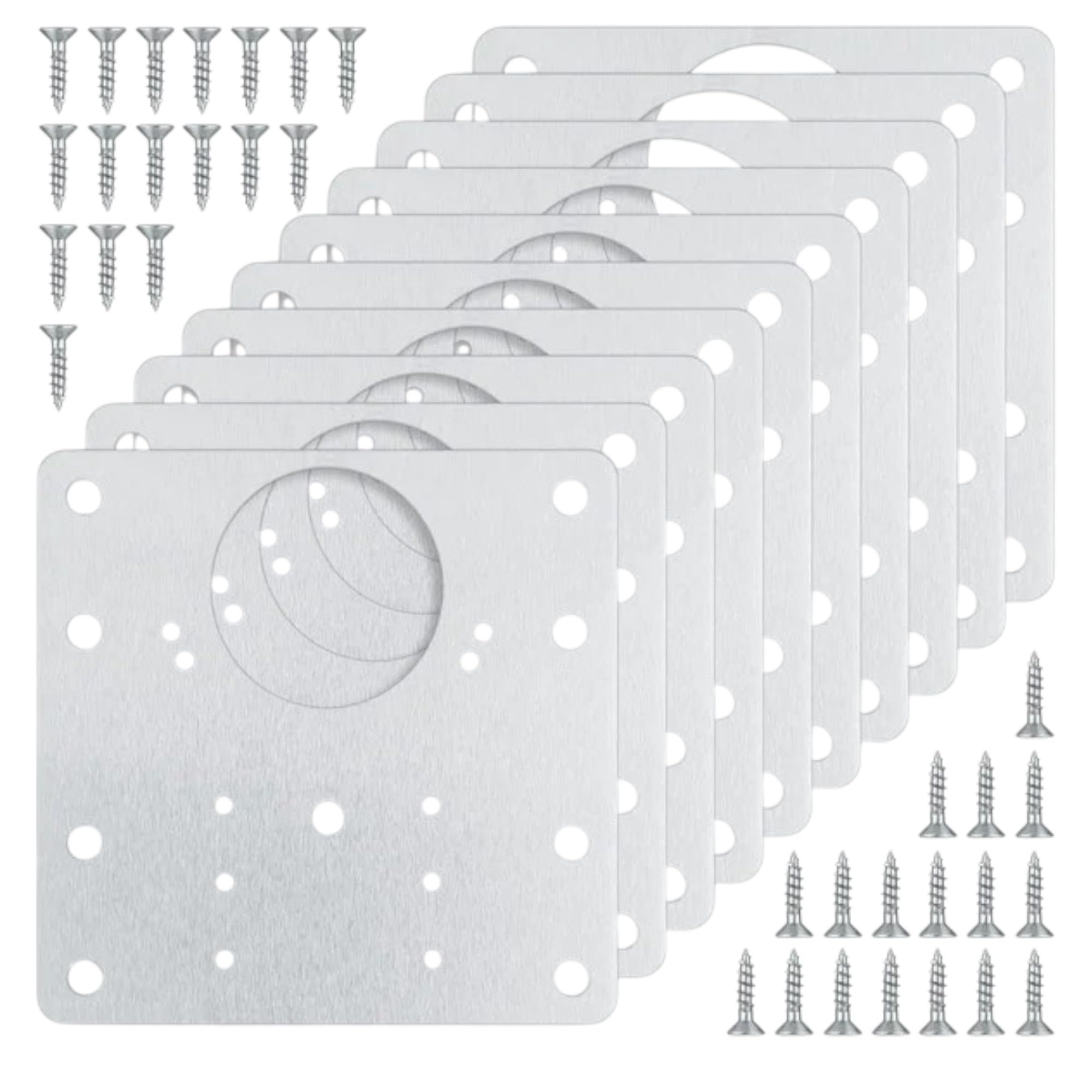 Homestead Decor 8Pcs Cabinet Hinge Repair Plate, Stainless Steel Hinge Repair Plate with Mounting Screw, Kitchen Cabinet Door Hinge Fixing Plate Bracket Kit for Protecting Wooden Kitchen Cabinet Door-image-9
