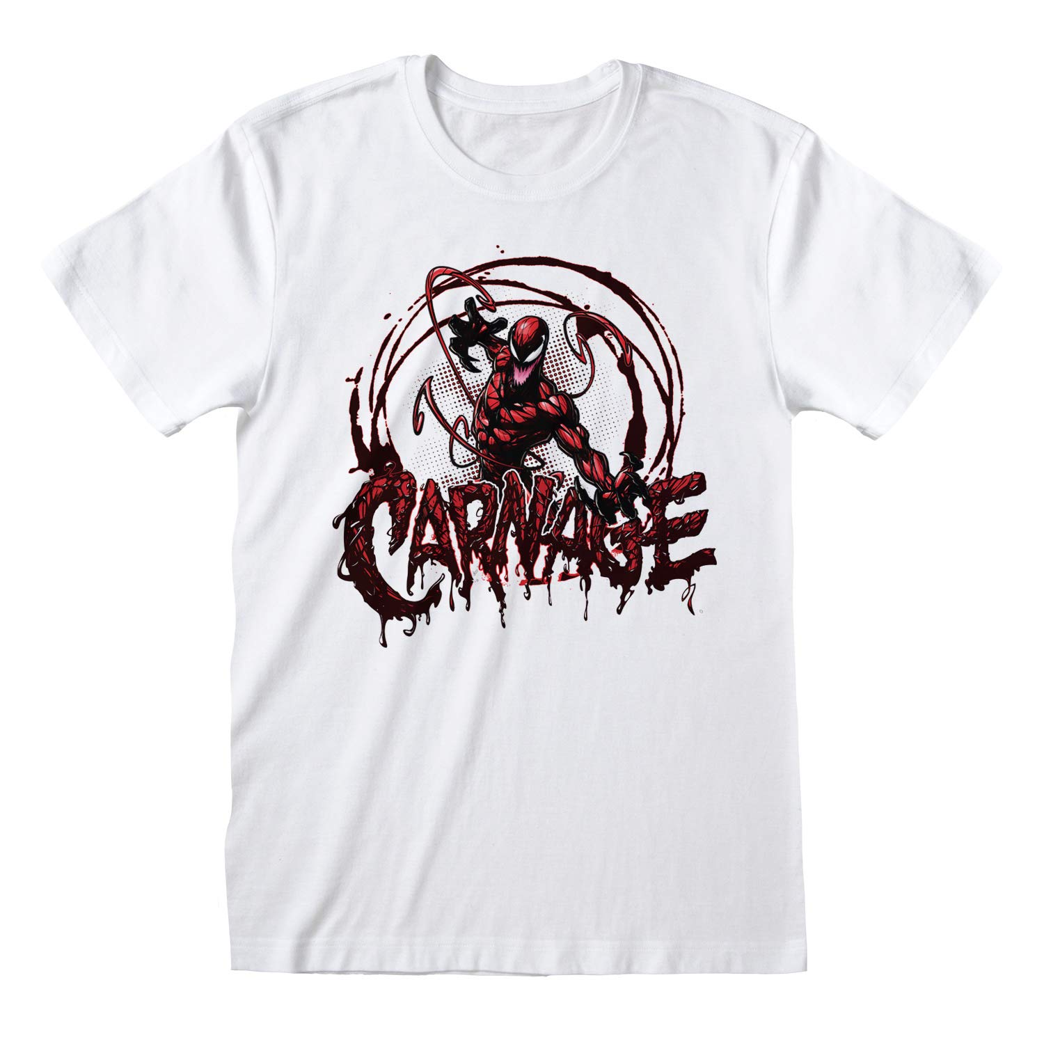 PopgearMarvel Comics Spiderman Carnage Men's T-Shirt | Official Merchandise | S-XXL, Avengers Spiderman Crew Neck Graphic Tee, Birthday Gift Idea For Guys, For Home or Gym