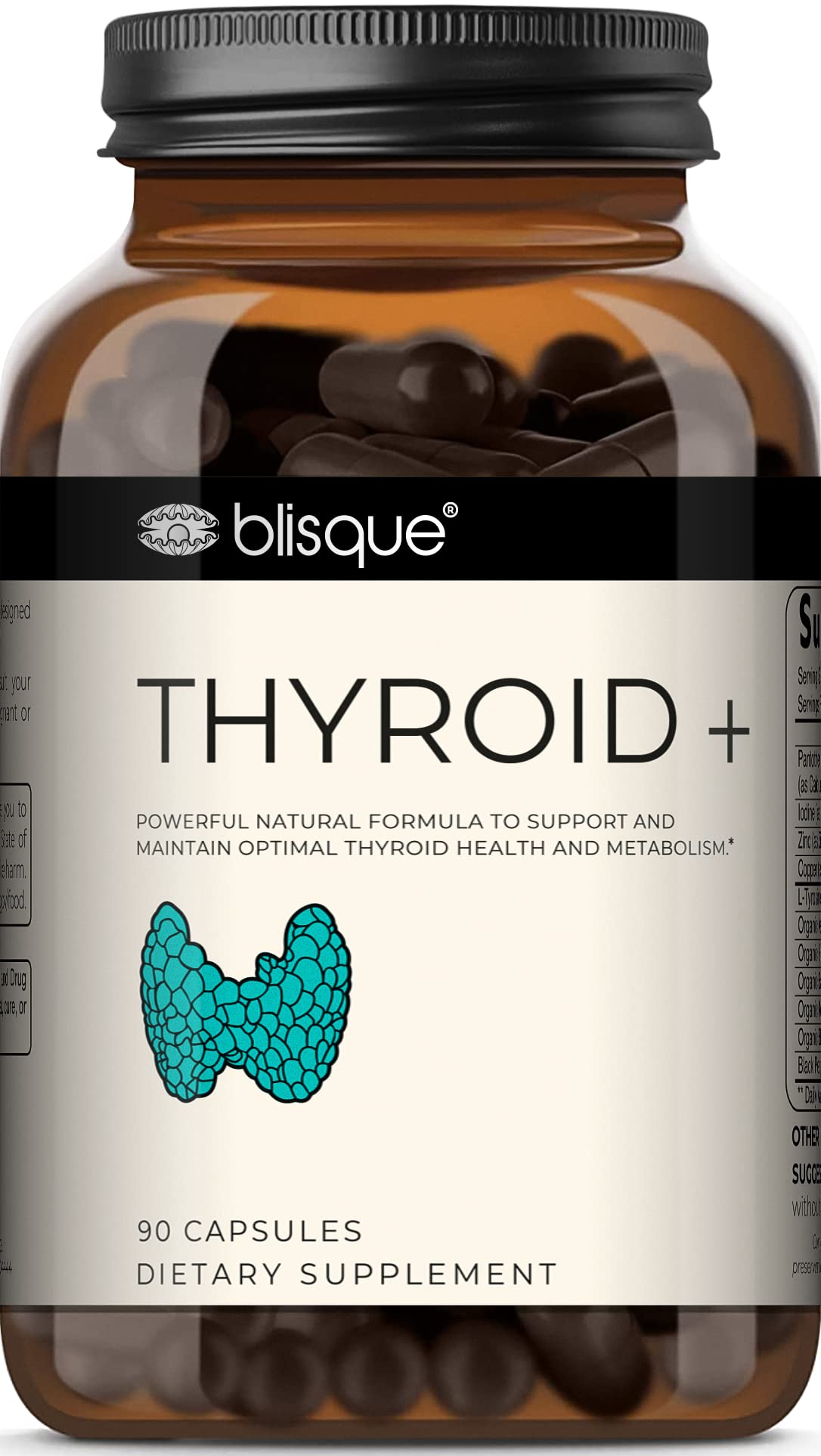 Blisque – Thyroid Support Supplement Complex for Metabolism Boost and Increased Energy, Clarity, and