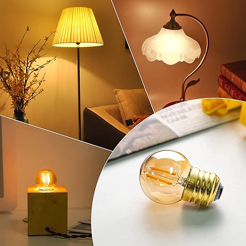 Miniatura 4 de Bombilla LED Edison G40 de bajo vatio, bombilla LED de 1 W, equivalente a 10 W, incandescente E26, base de tornillo, bombillas LED ultra cálidas