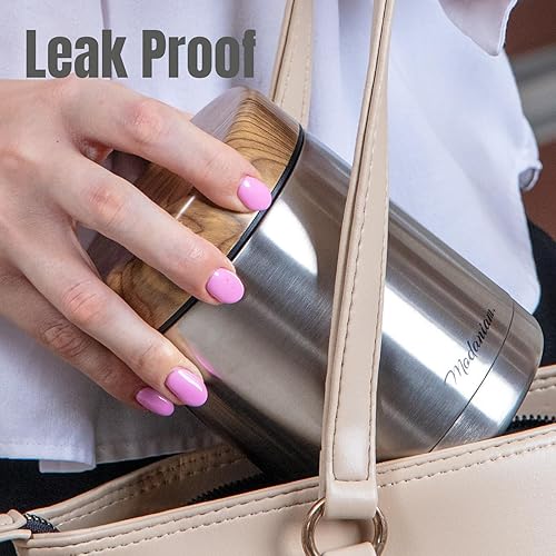 Miniatura 3 de Juego de 2 tarros de alimentos aislados de acero inoxidable (16 onzas + 12 onzas), boca ancha, termo de sopa para almuerzo de comida caliente,