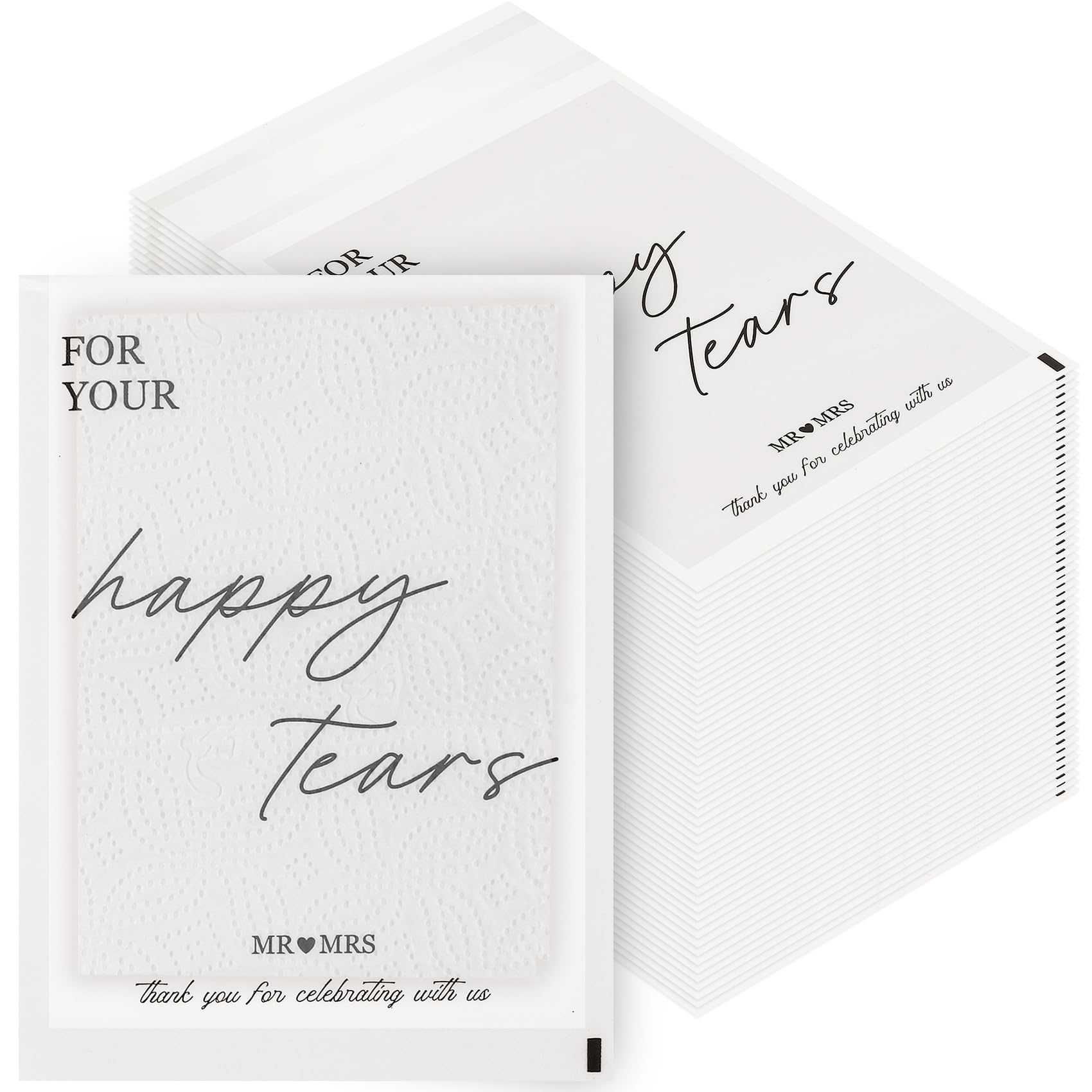 AIOMOB 50 pcs Wedding Tissues Packets For Your Happy Tears Tissues Bags Glassine Travel Tissue Size Packets Bulk items for Wedding Guest Welcome Bags