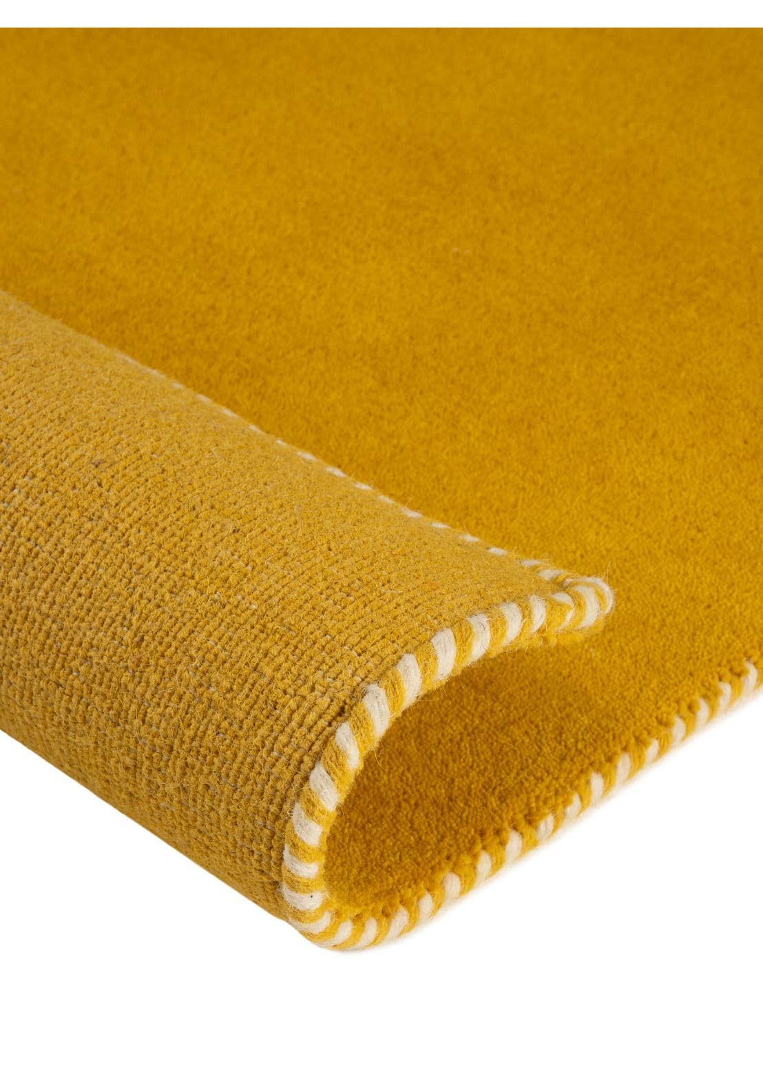 carpetfine handgefertigter Wollteppich Gabbeh Lola Läufer Gelb 75x240 cm Weich, Hochwertig, Zeitlos | Teppichläufer für Gemütlichkeit & Eleganz im Wohnzimmer, Schlafzimmer und Flur