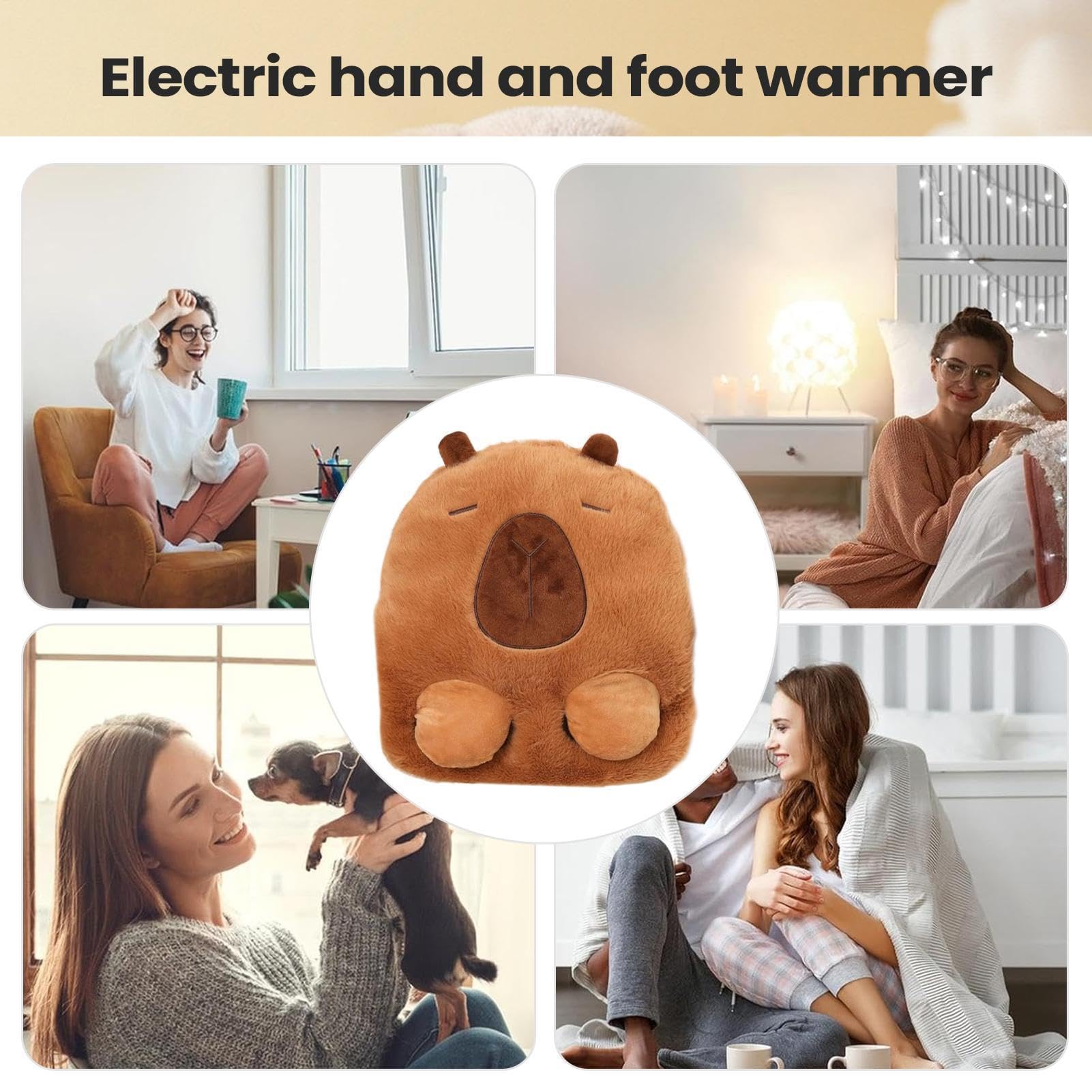 Scaldapiedi Elettrico 2 in 1 Scaldamani e Scaldapiedi | Cuscinetto Riscaldante a Forma Animale Peluche 3 Livelli Calore Piedi Per Quotidiano, Inverno, Donne, Uomini, Scaldapiedi