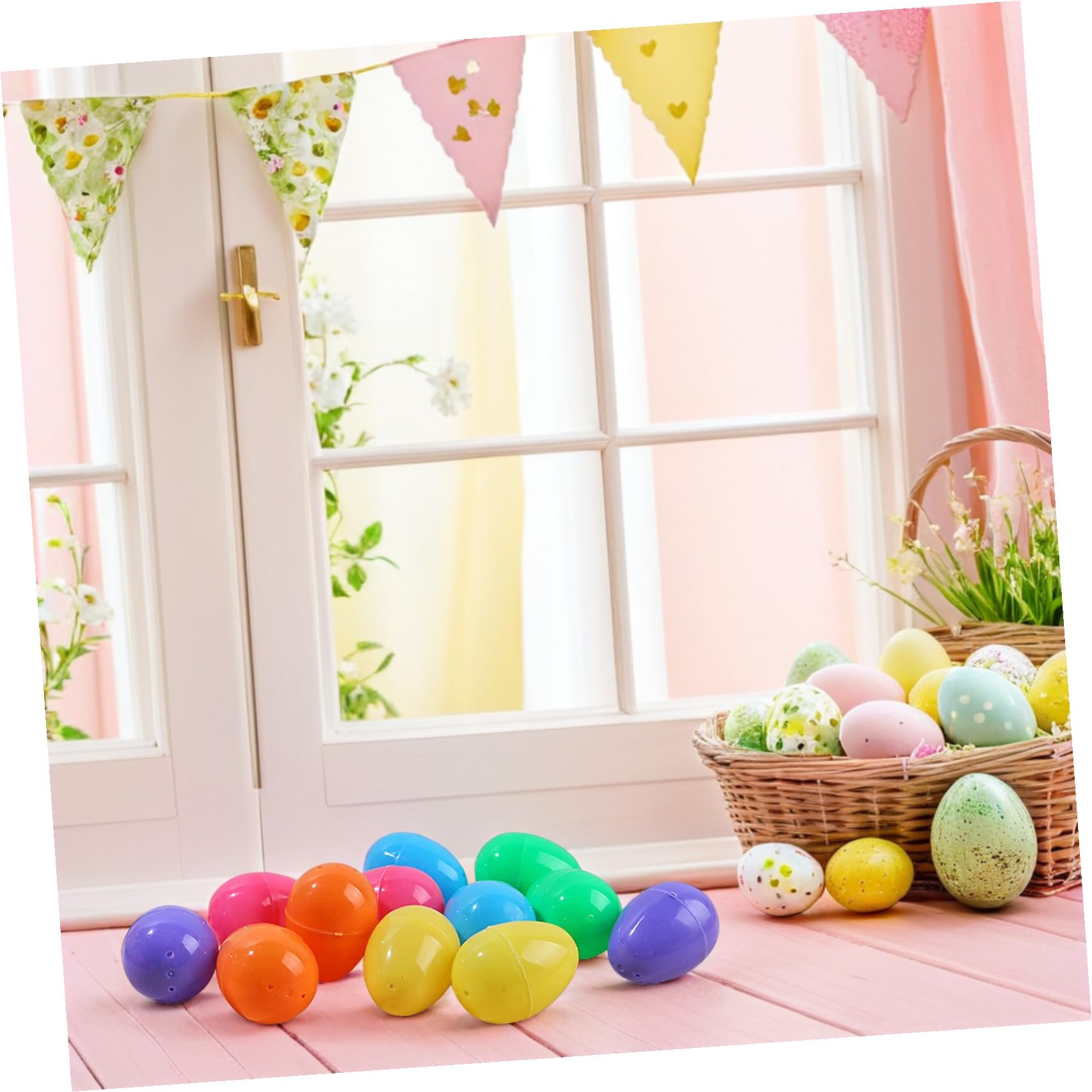 VICASKY 24pezzi Uova Pasquali Colorate Plastica per Caccia alle Uova Decorazioni DIY per Feste e attività Creative