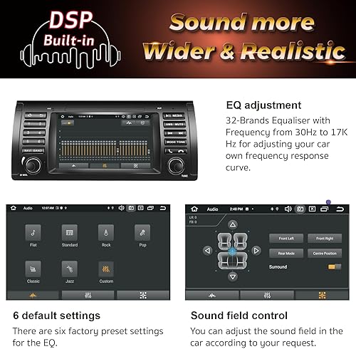 Miniatura 3 de AMASE AUDIO Android 14 7 "Radio de coche para BMW E39 5 Series 1995-2002, Octa Core (4GB+64GB), Carplay inalámbrico Android Auto, DSP+, soporte 4G