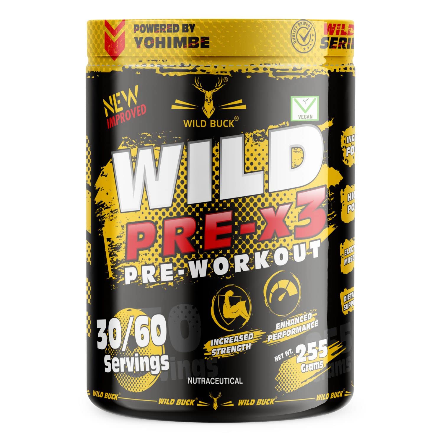 WILD BUCK Wild Pre-X3 Hardcore Pre-Workout Supplement,Energy Drink With Creatine Monohydrate,Arginine Aakg,Beta-Alanine - For Men & Women [30-60 Servings,Sour Gummies,255 G] Free Shaker,2 Count — Amazon image 2