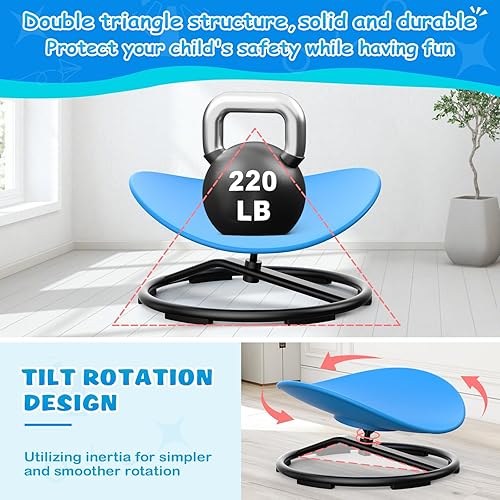 Miniatura 3 de RetroAudio Silla giratoria sensorial para niños autistas, sillas giratorias sensoriales para niños, juguetes para sentarse y girar para niños