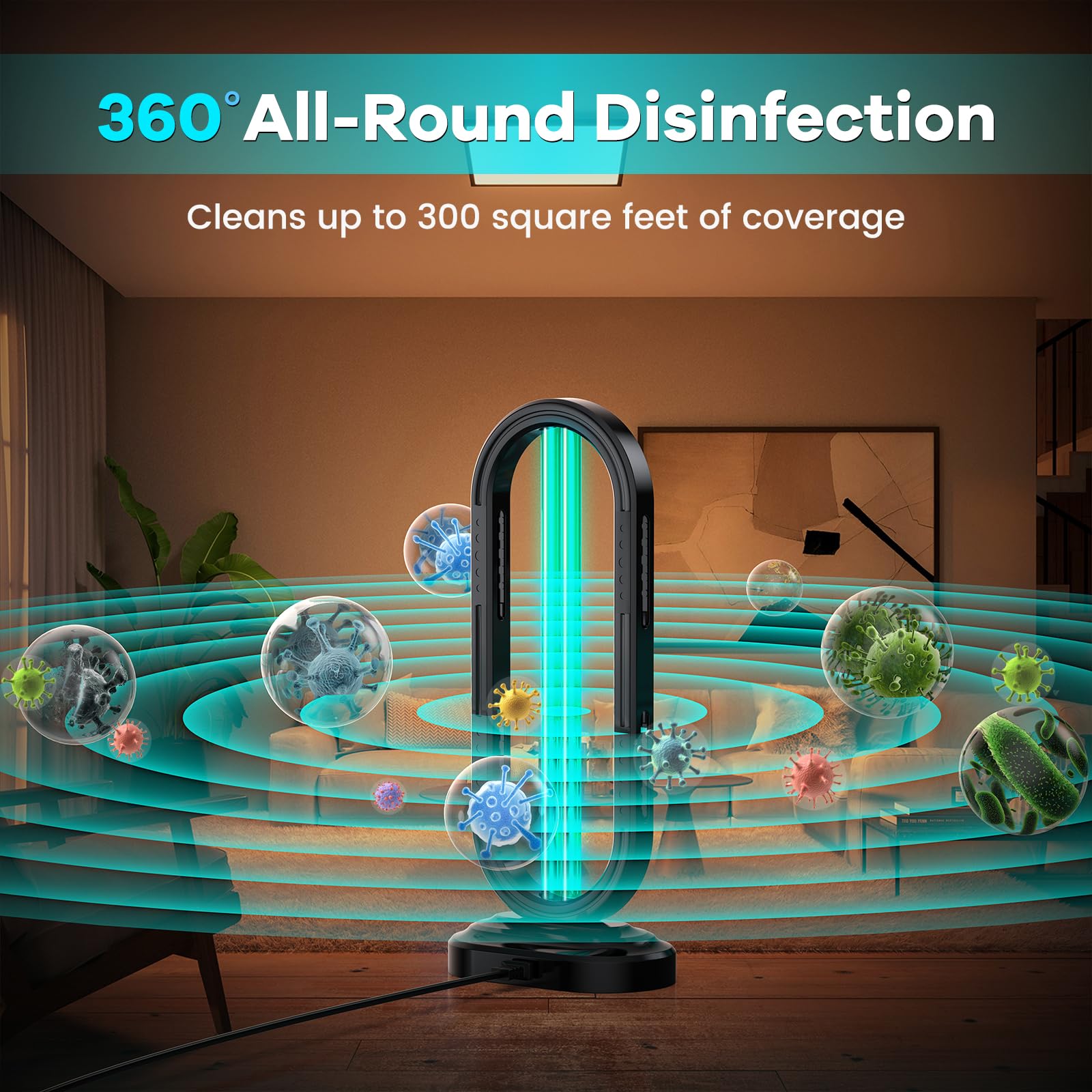 Desinfectante de luz UV, lámpara ultravioleta con control remoto para chinches y ácaros del polvo, dispositivo de desinfección del hogar, lámpara UV para el hogar, habitación y cocina, luz