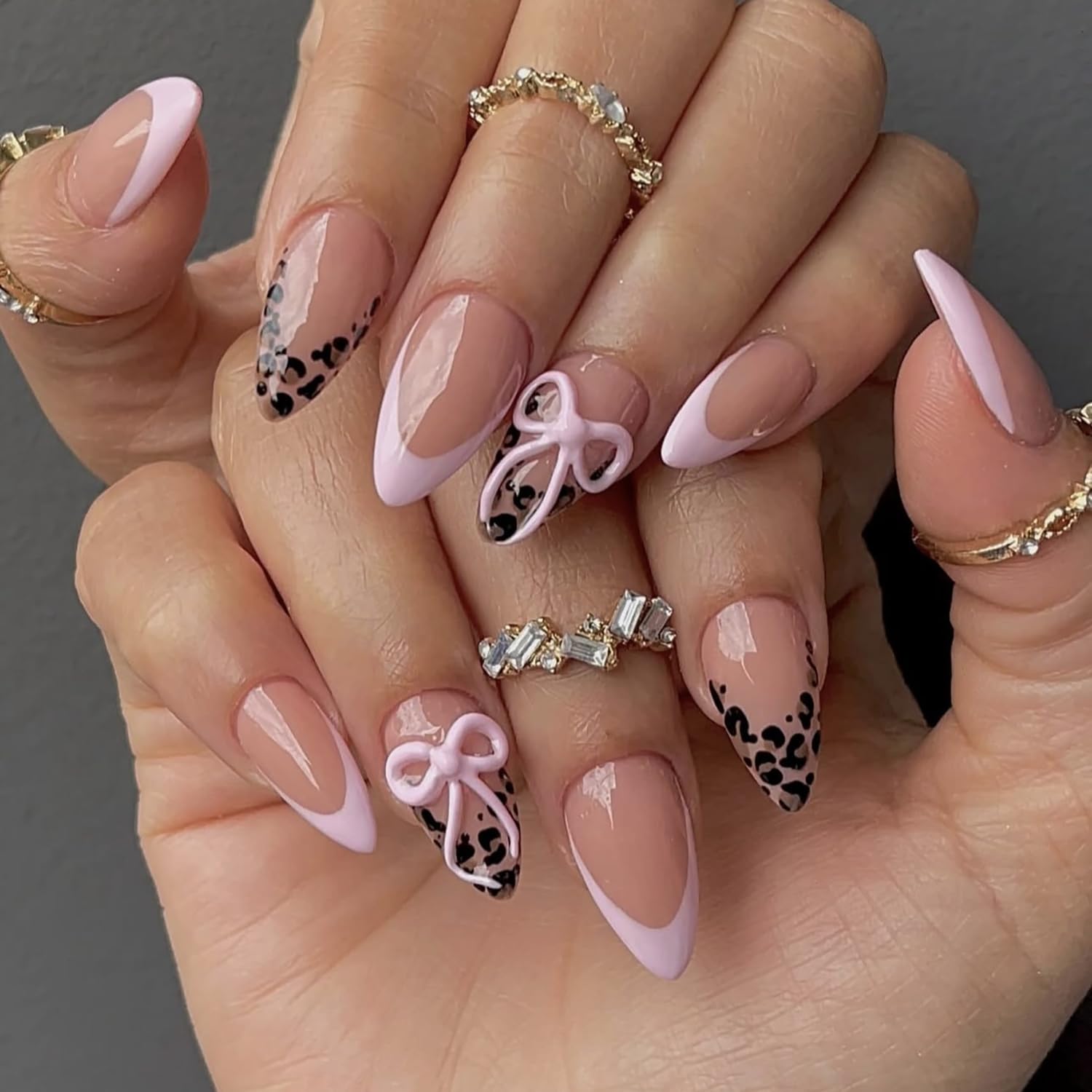French Tip Press On Nails - Leopard Print Acrylic Nails