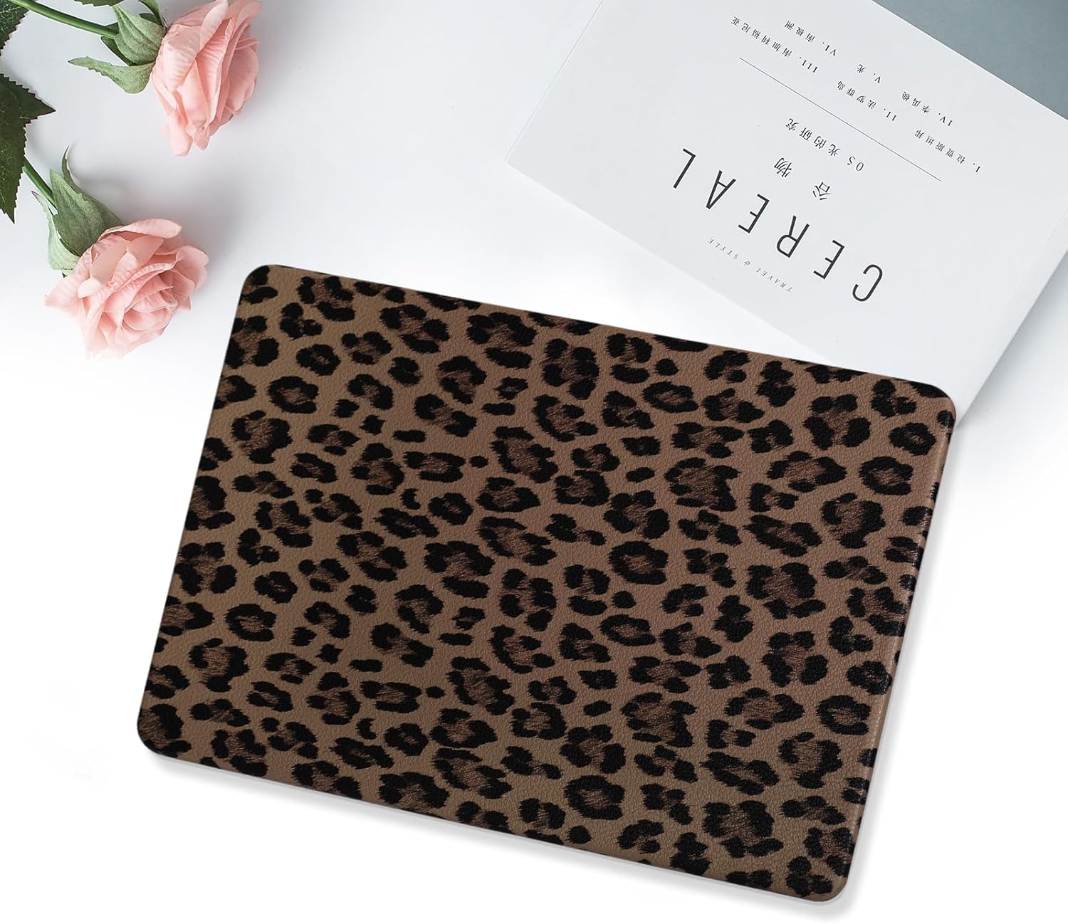 MOSISO Compatible with MacBook Pro 13 inch Case 2026, 2025, 2024, 2023-2016 M2 M1 A2338 A2251 A2289 A2159 A1989 A1708 A1706, Cheetah Spots PU Leather Coated Hard Case&Keyboard Cover, Brown - Image 3