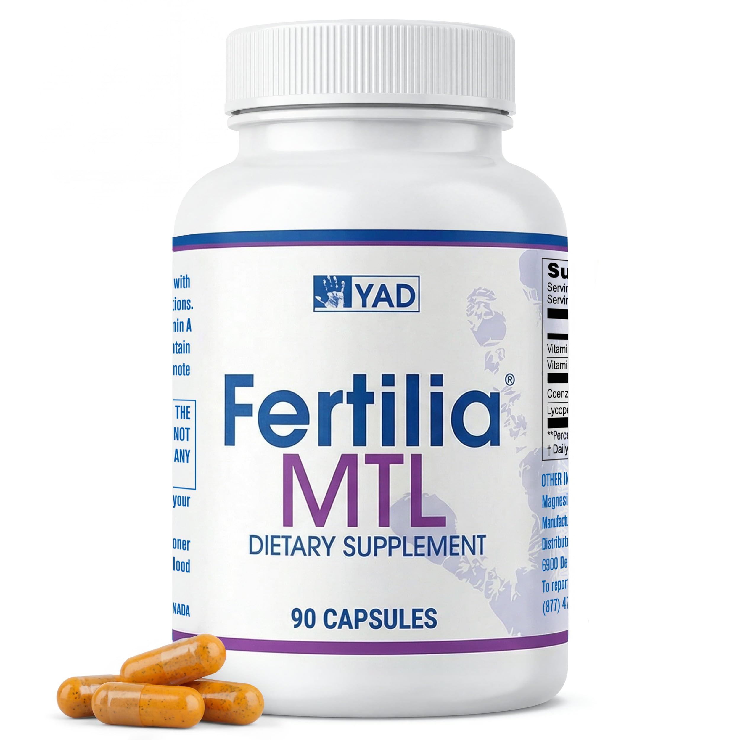 YAD Fertilia MTL Male Fertility Supplement, Sperm Motility, CoQ10 Lycopene