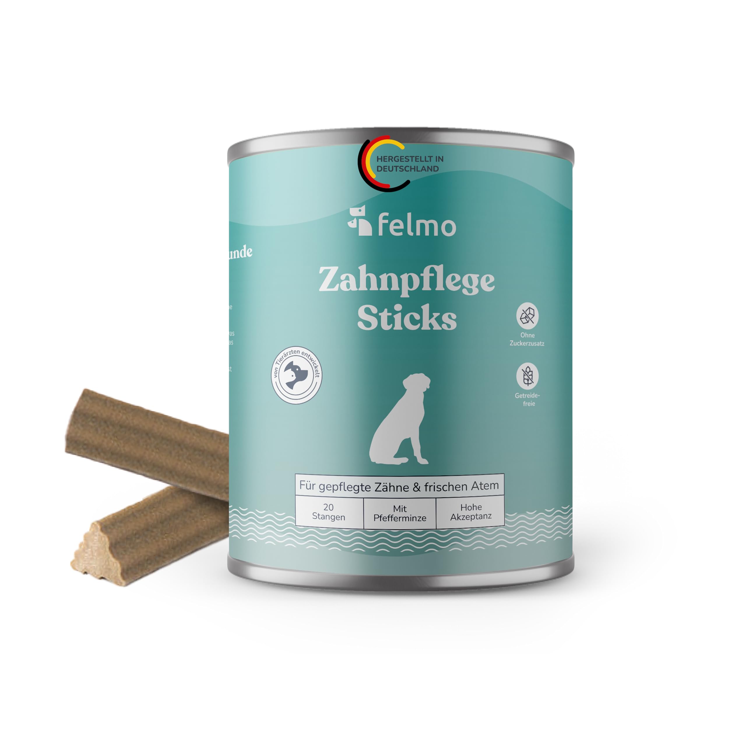 felmo Zahnsticks für Hunde mit Minze & Lammprotein – ca. 19 Kausticks mit Probiotika in Sternform – zuckerfrei, ohne künstliche Farbstoffe, ohne künstliche Aromen