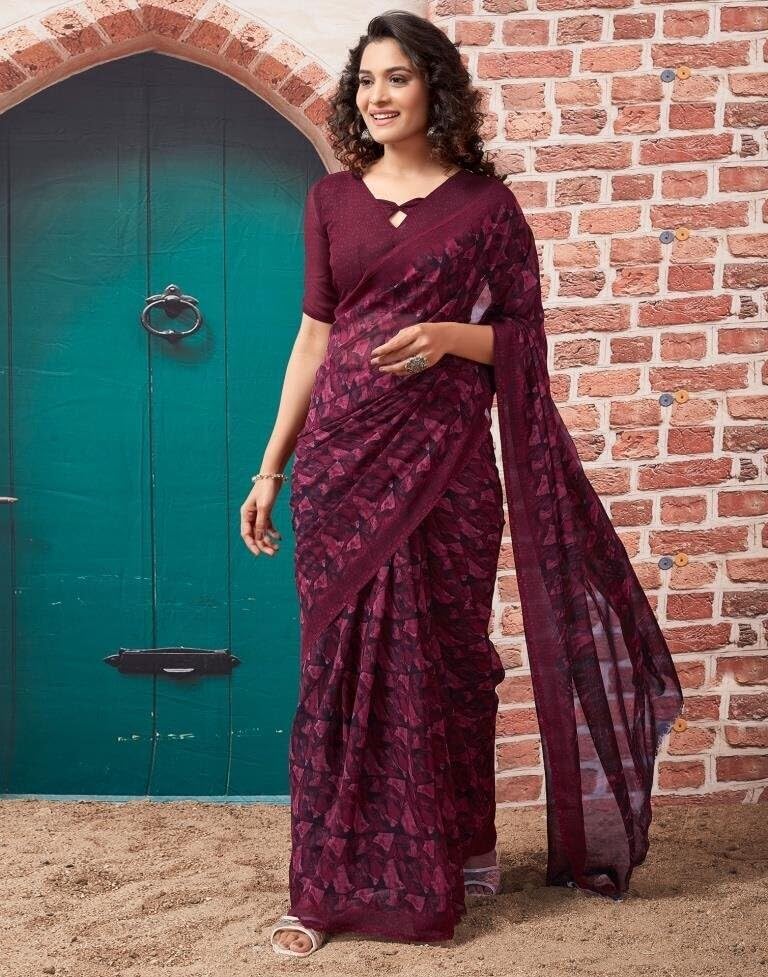 Image of Shiv Textiles Womens Shiv Textiles Women's Georgette Printed Saree