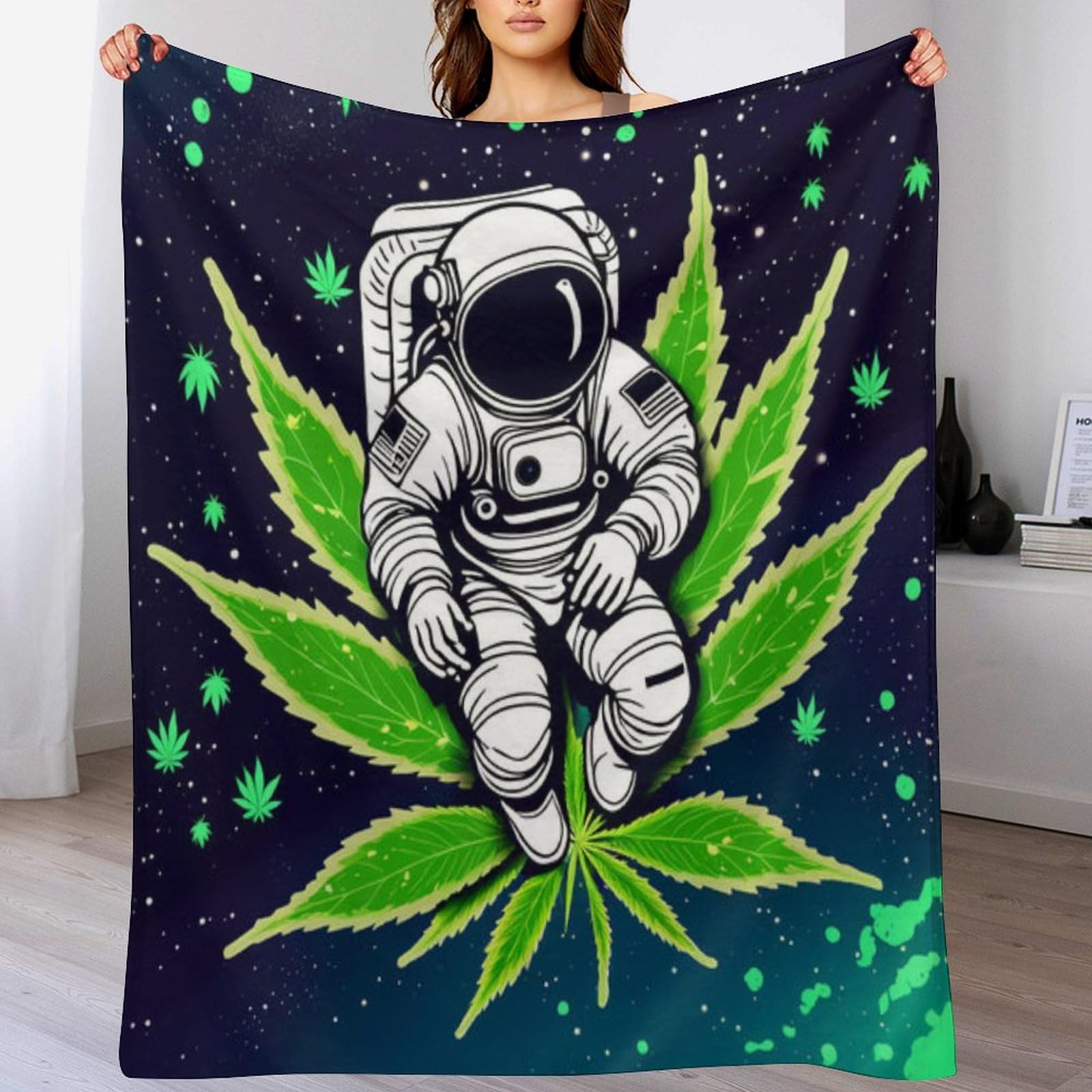 Couverture astronaute haut de gamme en flannel douce finition soignée pour lit et salon chic