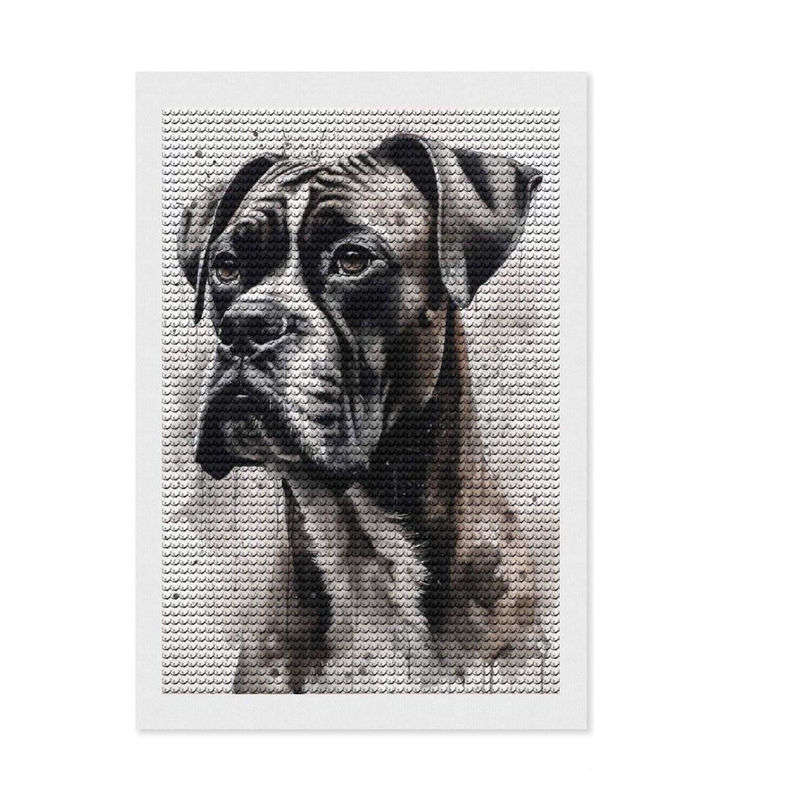 Junmoney Boxer Dog Loyal Companion Diamond Painting Canvas Set 8"x12", Printed Canvas, Complete Accessories, Living Room Decor, for Craft Lovers