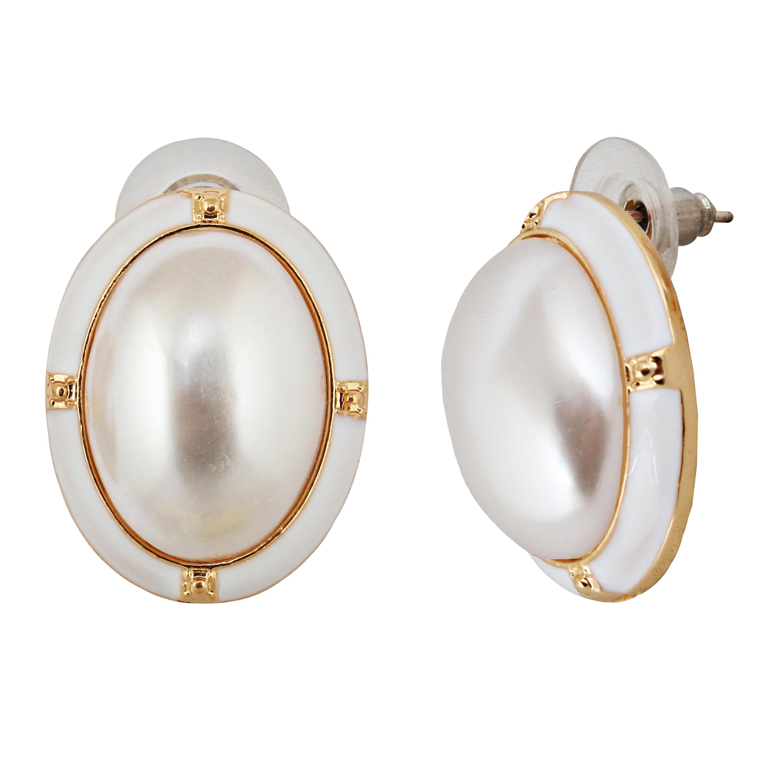 Lucky Jewellery Designer 18k Gold Plated White Color Pearl Stud Tops Earring For Girls & Women (150-CHEM-1241-W) (B0CWPFVY5S) Amazon Price History, Amazon Price Tracker