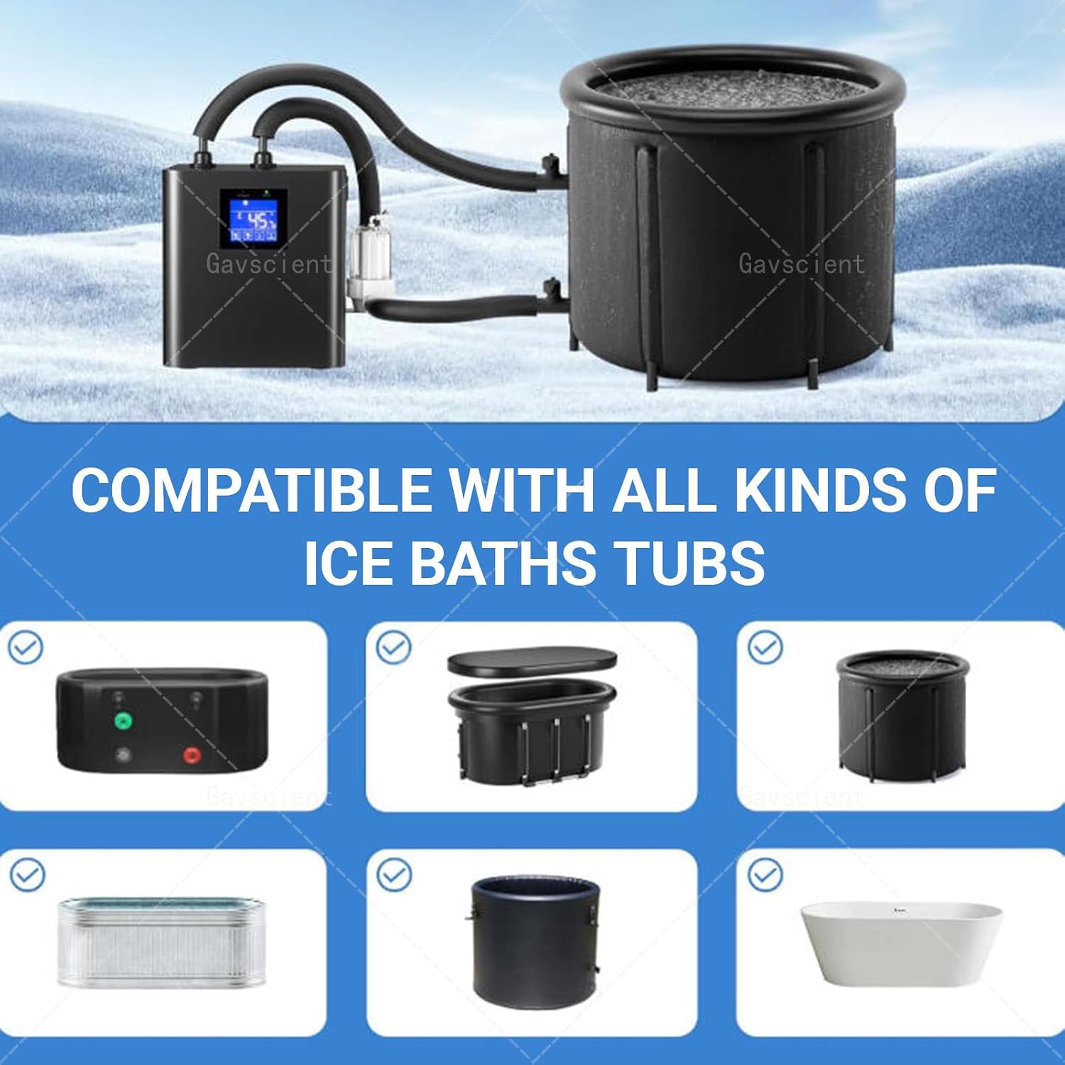 Ice Bath Chiller for Cold Plunge with Submersible Water Pump and Insulation Pipe - Ideal for Cold Bath Tub