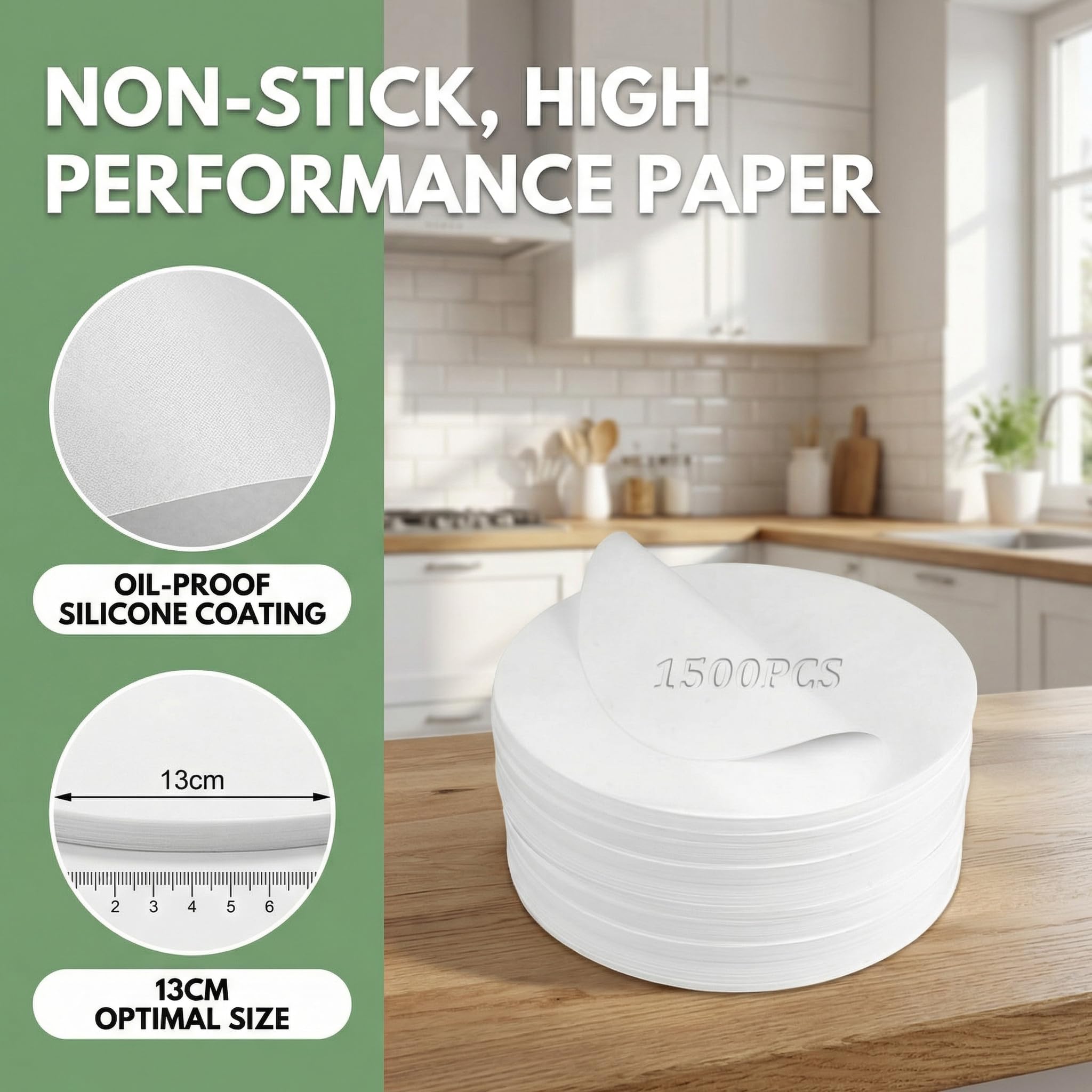 Lot de 1500 feuilles de papier sulfurisé rond de 13 cm pour presse à hamburger antiadhésif résistant à la chaleur Convient à un usage alimentaire Hamburger Patty Paper Papier à hamburger pour