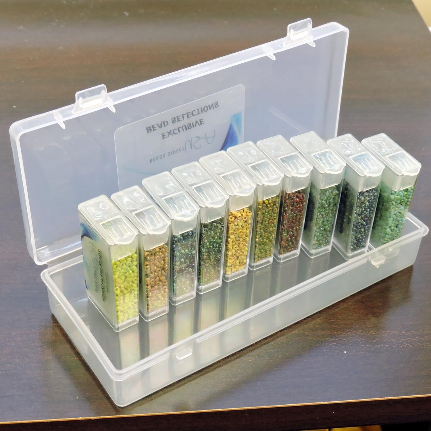 Set of 10 Colors - Miyuki Size 11/0 Round Seed Beads, 100 Grams - Picasso Collection in Flip-Top Containers and Plastic Storage Box