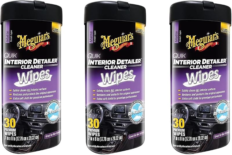 Meguiar's Quik Interior Detailer Toalhas para Limpeza Interna Automotiva, 30 unidades, 3 pacotes