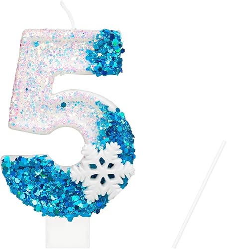 Miniatura 8 de Velas de cumpleaños número 3 de 3.74 pulgadas, decoraciones de fiesta de cumpleaños temáticas de Elsa, velas de cumpleaños extra grandes con