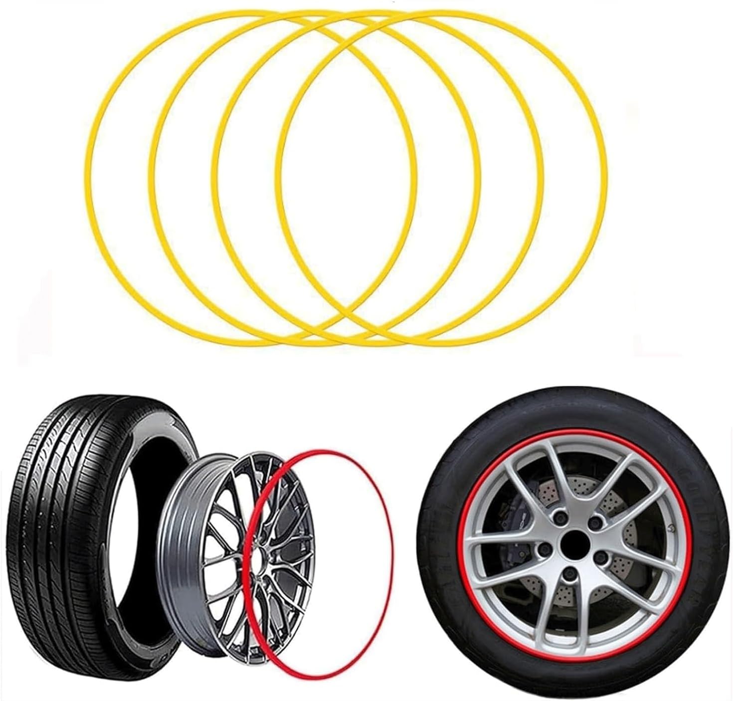 Wheel Protector 17-22 Inch Rim Protectors For Alloy Wheels, 4PCS Metal Rim Guard Cover For All Car Models, Vehicle Hub Impact Protection Stickiness Guard Rings, Wheel Edge Refit Decorative Protection