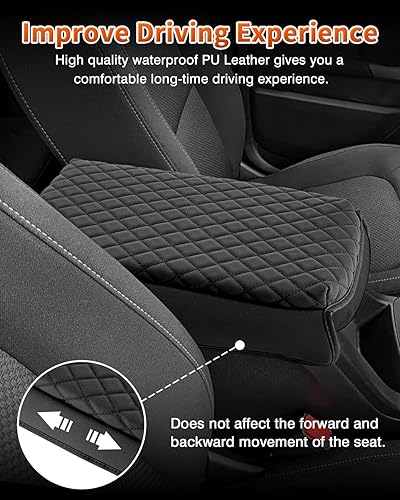 Miniatura 4 de Cubierta antirayones para consola central hecha de piel sintética y con cojín amortiguador cubierta accesoria para reposabrazos en color negro