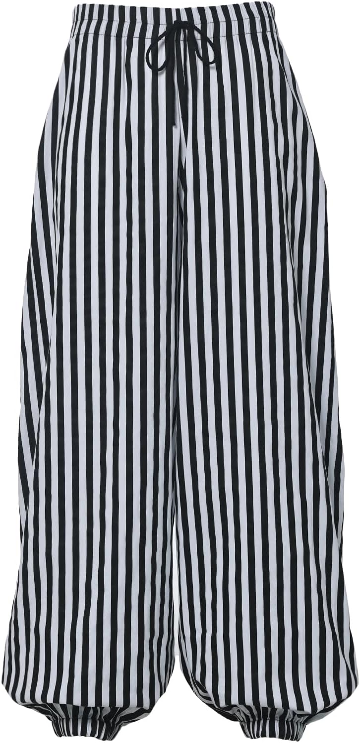 CAMDOM Clown Striped Pants for Adult Elastic Ankle Trousers Halloween Joker Cosplay Costumes