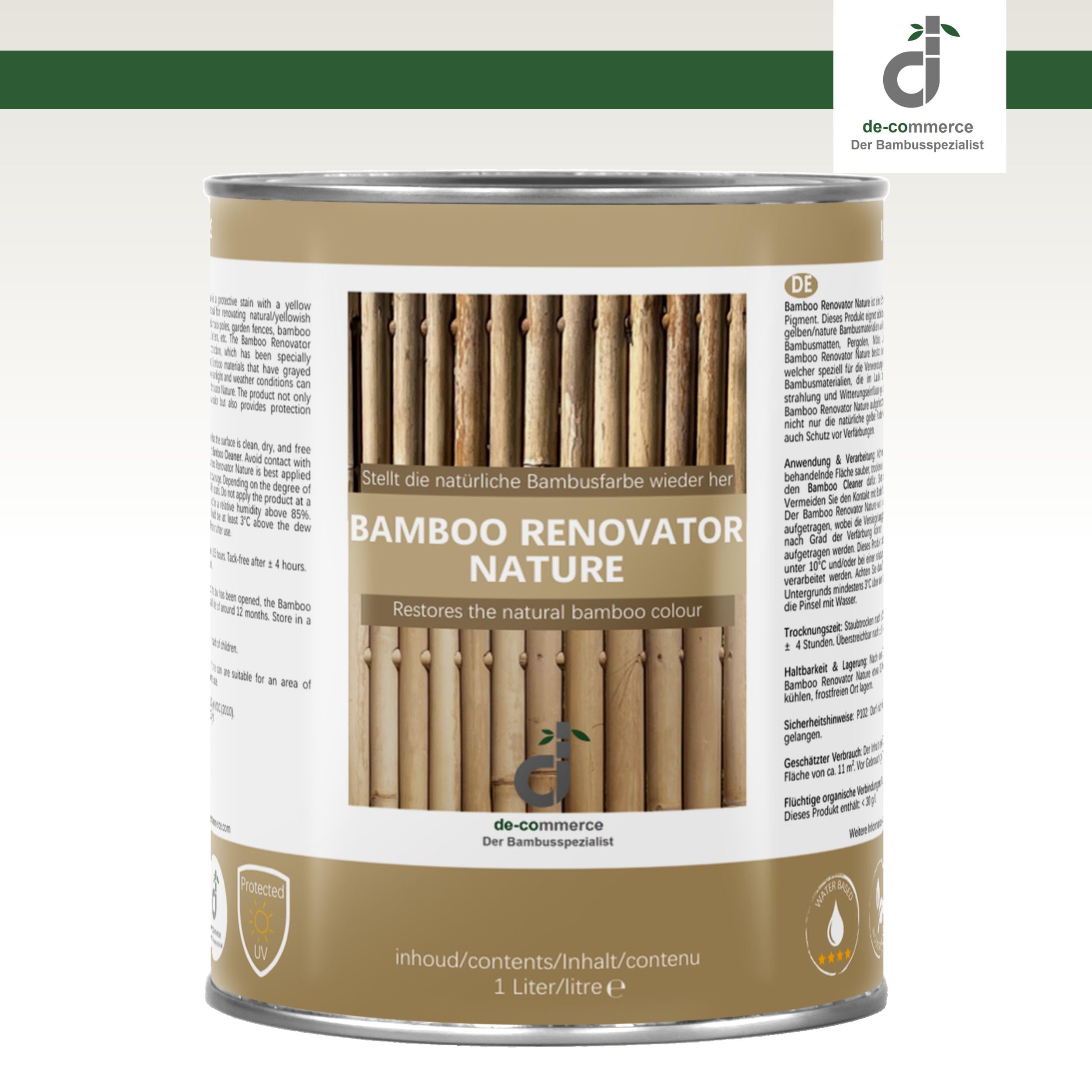 DE-COmmerce Bambus Pflege Bamboo RENOVATOR Nature helle Beize fr  Farbauffrischung Lasur 1 Liter : Amazon.de: Baumarkt