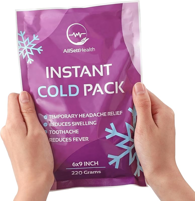 12 Pack Large Instant Ice Packs for Injuries, Disposable Cold Packs | No Freezer Needed, Instant Cold Packs for Injuries, 9”x6” Large Disposable Ice Packs, Cold Compress for Post-Workout Recovery