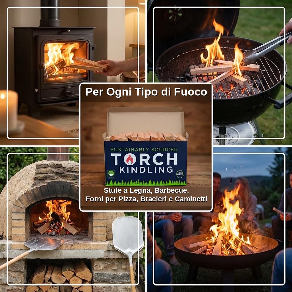 Accendifuoco naturale essiccato in forno 2,5 kg bastoncini per stufa a legna barbecue camino