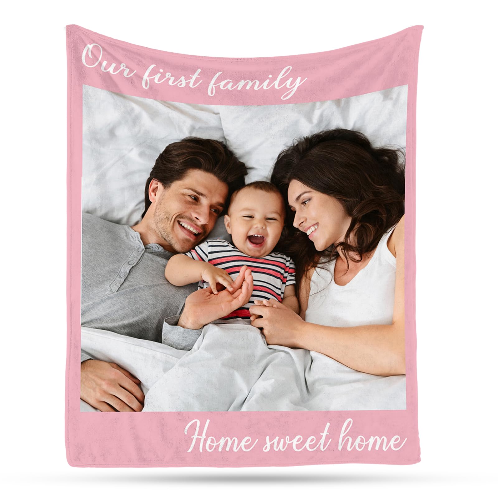 Ship Next Day, Custom Blanket with Picture - Printed in USA, Personalized Photo Throw Blankets for Adults Kids Birthday Gifts, Customized Gifts for