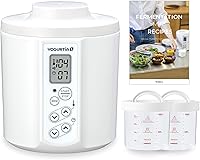 TANICA YOGURTiA Yogurt Maker & Fermented Food Machine - Made in Japan, 2 Glass Pots, Adjustable Temp/Timer for Yogurt, Natto, Miso, Amazake + Recipes