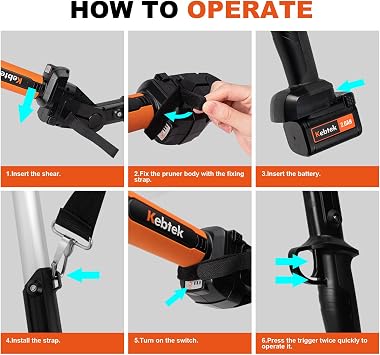 Kebtek Telescopic Extension Pole for Electric Pruning Shear | KPRO 21V 1.7M-2.4M Aluminum Extension Pole with 2 Nodes Adjustment for KT940/KT933/KTE-35/KT 9035/KTN-35