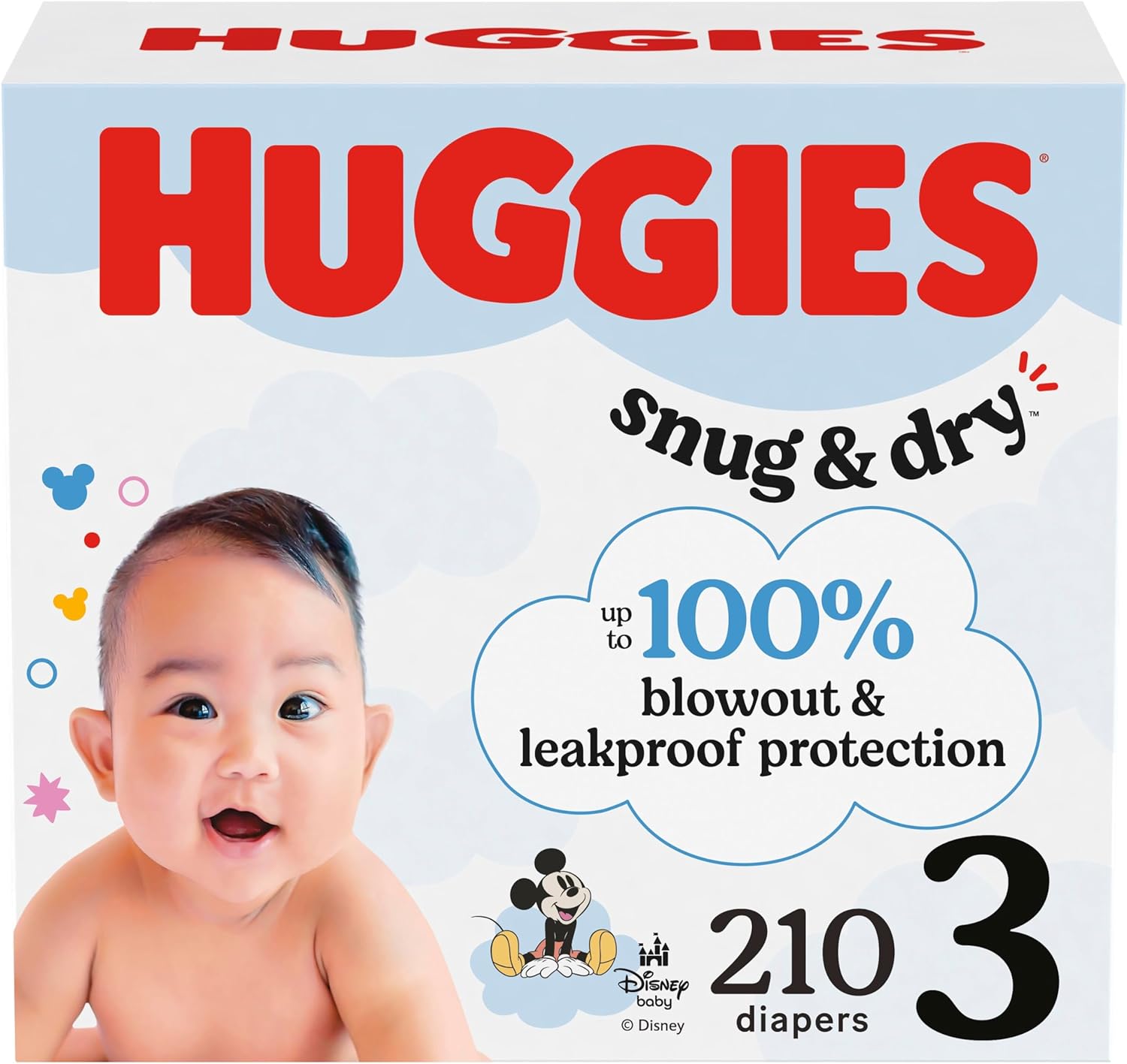 Huggies Size 3 Diapers, Snug & Dry Baby Diapers, Size 3 (16-28 lbs), 210 Count (6 Packs of 35), Packaging May Vary Size 3 210