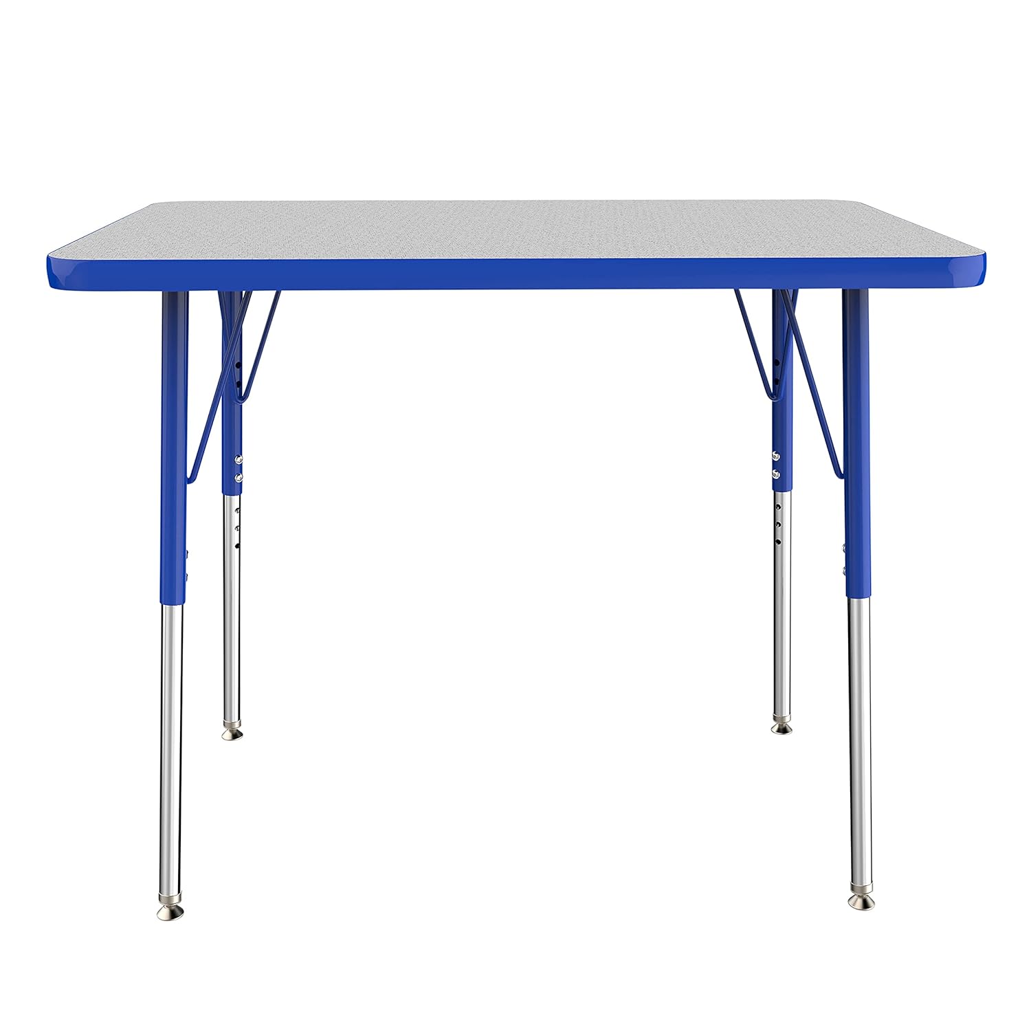Factory Direct Partners FDP Rectangle Activity School and Office Table (24 x 36 inch), Standard Legs with Swivel Glides, Adjustable Height 19-30 inches; Quick Ship Single Box - Gray Top and Blue Edge Gray/Blue 24" x 36"