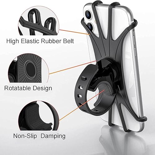 Miniatura 2 de Soporte de teléfono para bicicleta, soporte para manillar de motocicleta, rotación de 360, soporte de teléfono de bicicleta de silicona, compatible