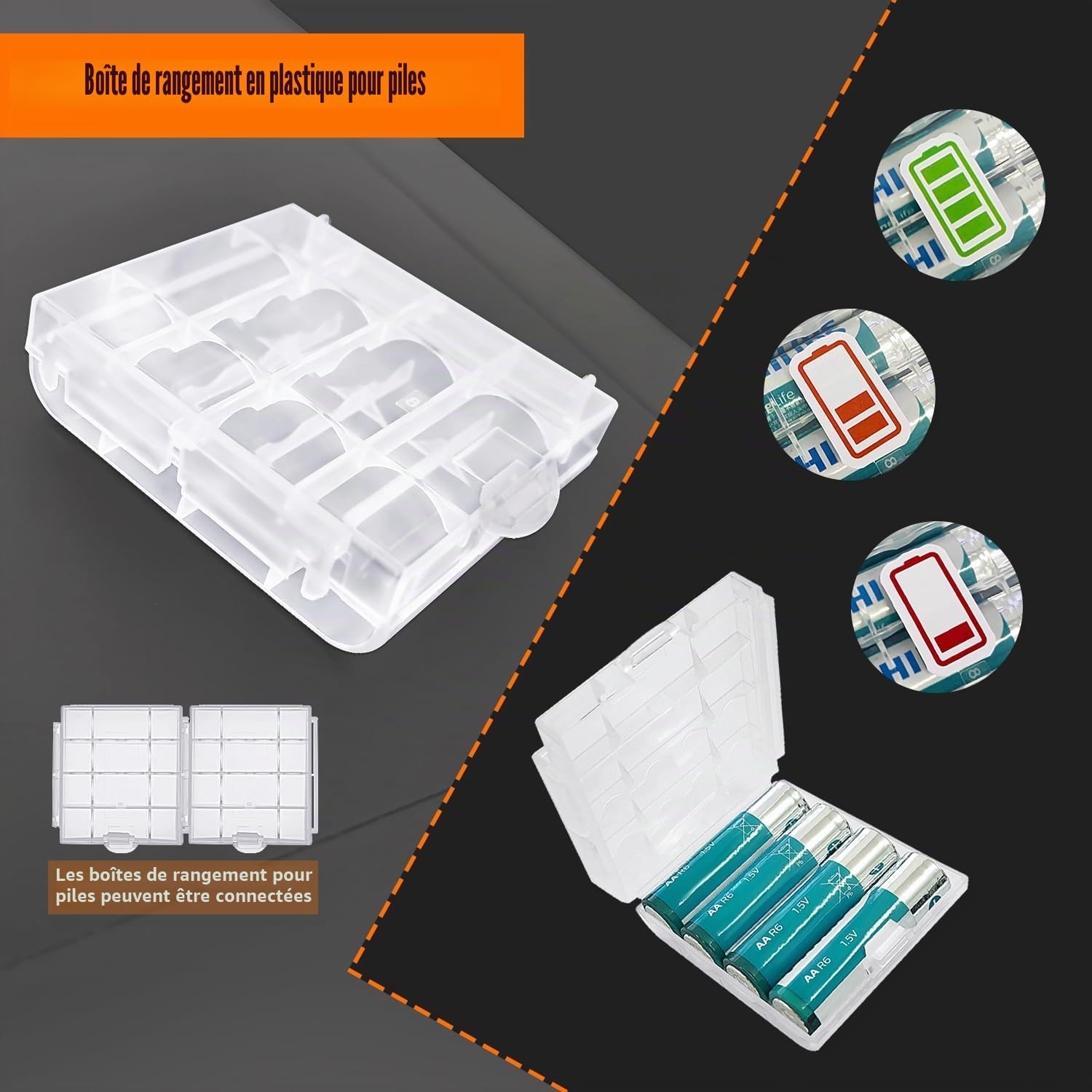 8 Pièces AA Support de Batterie Kits, KUOQIY 1/2/3/4 x 1.5V AA Boîtier de batterie avec Couvercle et Interrupteur On/Off, avec Boîte à Piles en Plastique et Tournevis et Vis et Tournevis